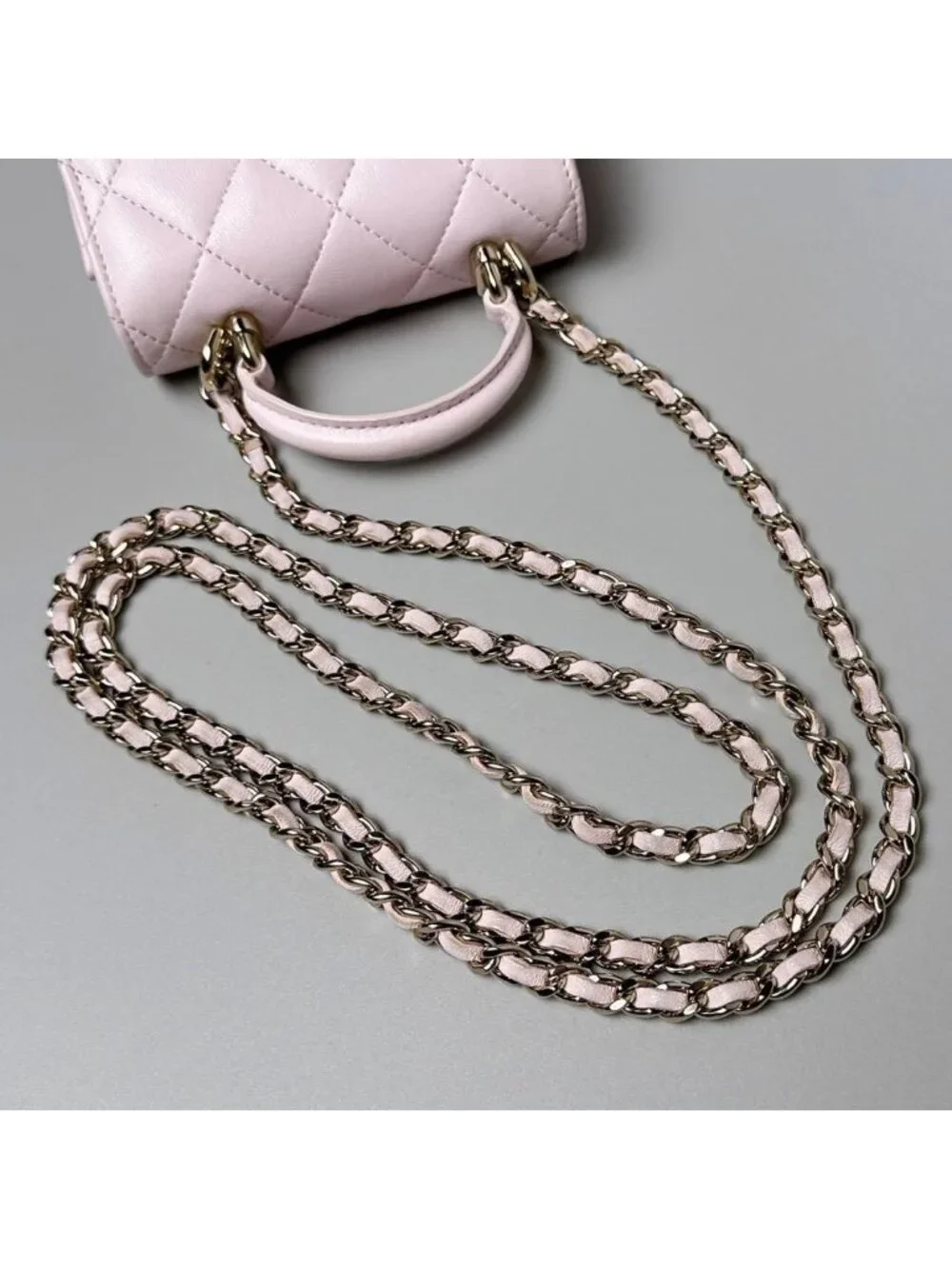 Chanel Mini Quilted Chain Shoulder Bag Pink Lambskin